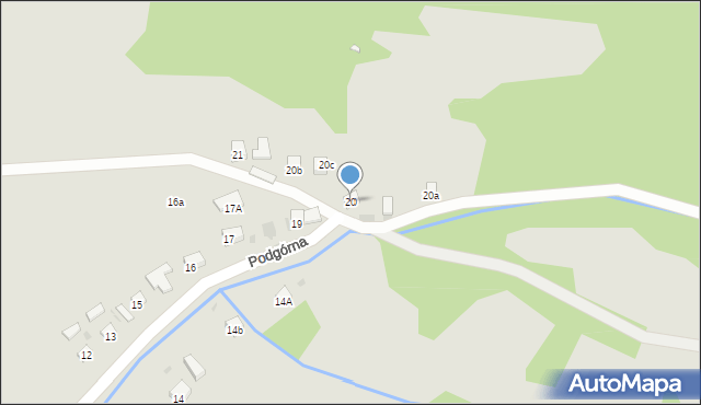 Muszyna, Podgórna, 20, mapa Muszyna