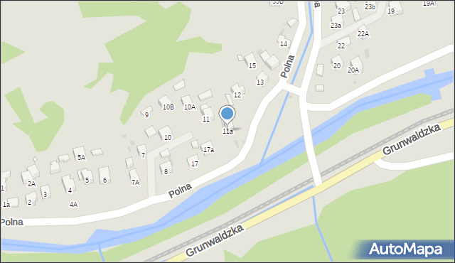 Muszyna, Polna, 11a, mapa Muszyna