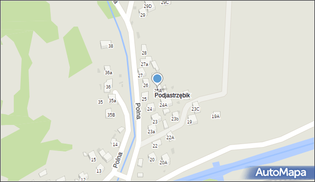 Muszyna, Polna, 25A, mapa Muszyna