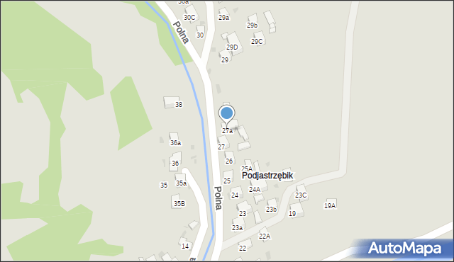 Muszyna, Polna, 27a, mapa Muszyna