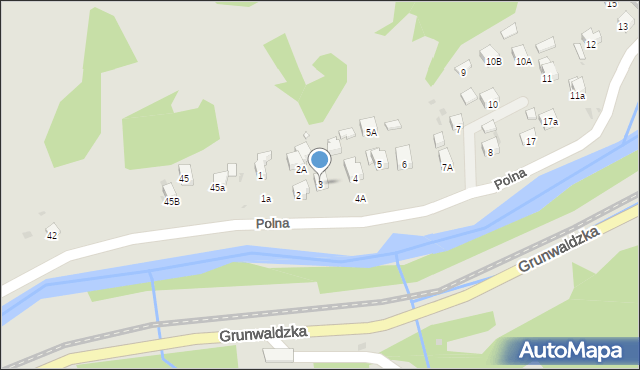 Muszyna, Polna, 3, mapa Muszyna