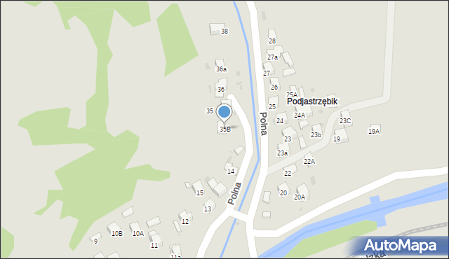 Muszyna, Polna, 35B, mapa Muszyna