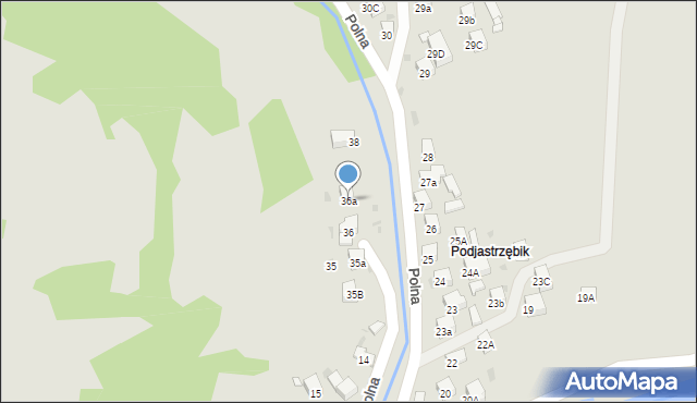 Muszyna, Polna, 36a, mapa Muszyna