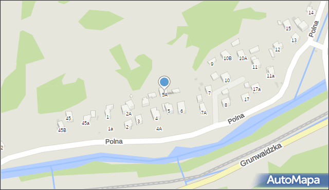 Muszyna, Polna, 5A, mapa Muszyna