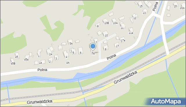 Muszyna, Polna, 7A, mapa Muszyna