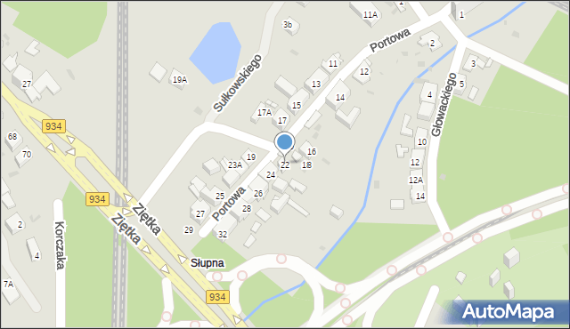 Mysłowice, Portowa, 22, mapa Mysłowice