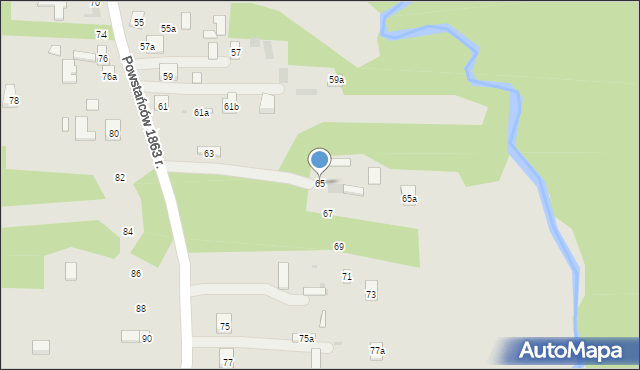 Nałęczów, Powstańców 1863 r., 65, mapa Nałęczów