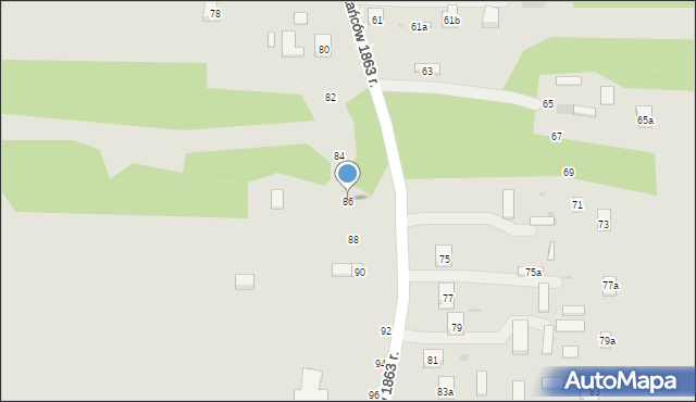 Nałęczów, Powstańców 1863 r., 86, mapa Nałęczów