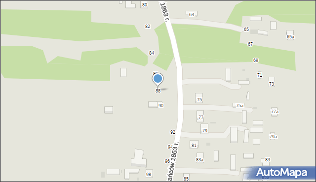 Nałęczów, Powstańców 1863 r., 88, mapa Nałęczów