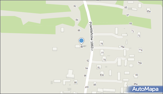 Nałęczów, Powstańców 1863 r., 90, mapa Nałęczów