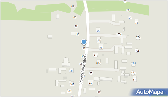 Nałęczów, Powstańców 1863 r., 92, mapa Nałęczów