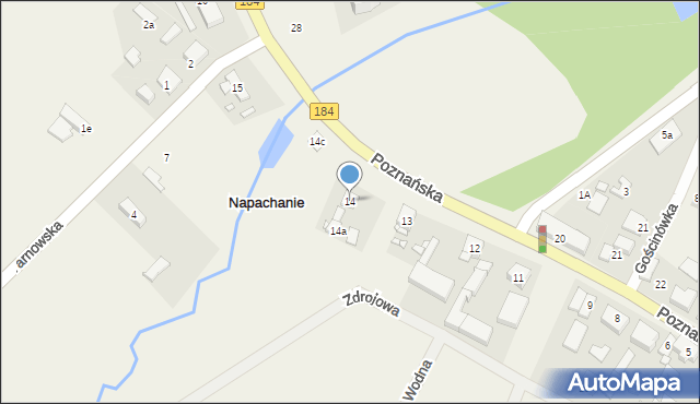 Napachanie, Poznańska, 14, mapa Napachanie