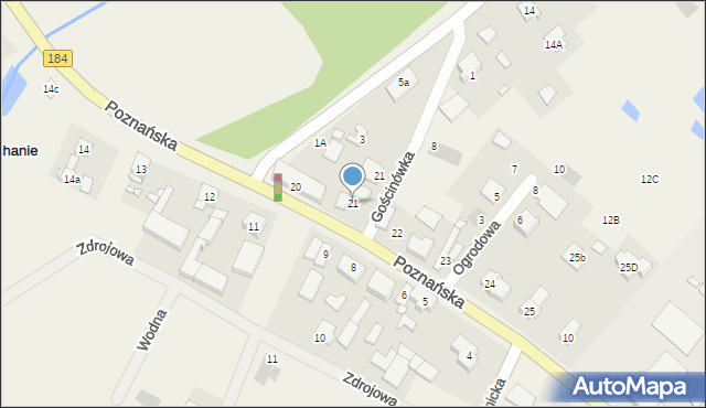 Napachanie, Poznańska, 21, mapa Napachanie