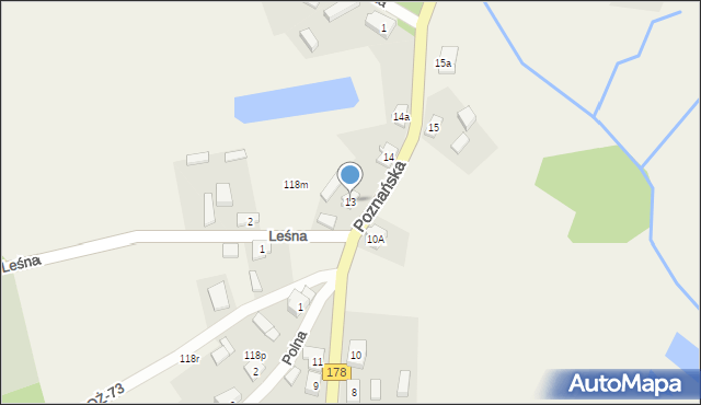 Niekursko, Poznańska, 13, mapa Niekursko