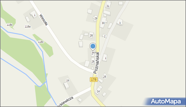 Niekursko, Poznańska, 27, mapa Niekursko