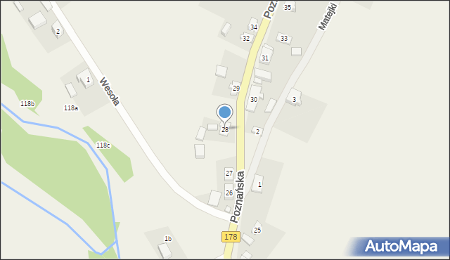 Niekursko, Poznańska, 28, mapa Niekursko