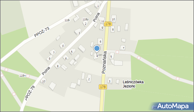 Niekursko, Poznańska, 4, mapa Niekursko