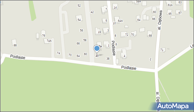 Niepołomice, Podlasie, 40, mapa Niepołomice