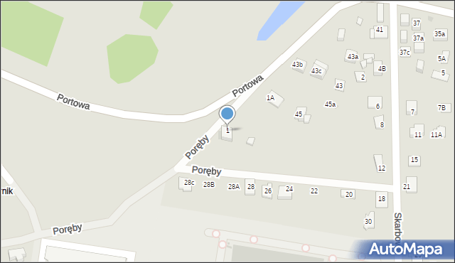 Niepołomice, Poręby, 1, mapa Niepołomice