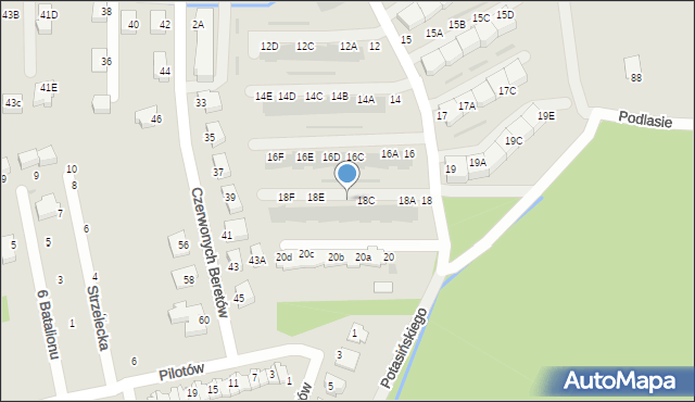 Niepołomice, Potasińskiego Włodzimierza, gen., 18D, mapa Niepołomice