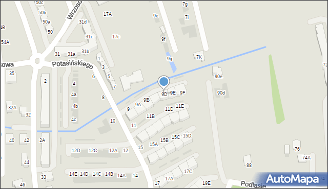 Niepołomice, Potasińskiego Włodzimierza, gen., 9D, mapa Niepołomice