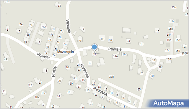 Niepołomice, Powiśle, 14, mapa Niepołomice