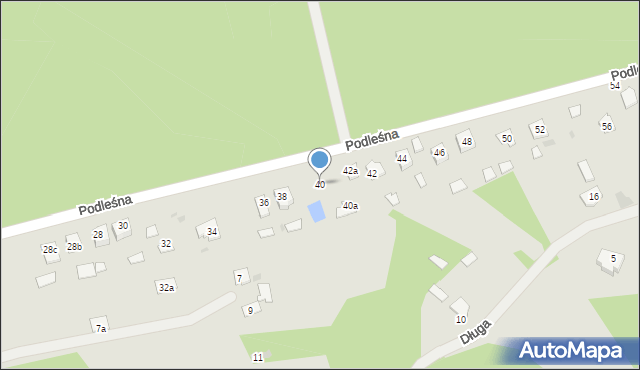 Nowa Dęba, Podleśna, 40, mapa Nowa Dęba