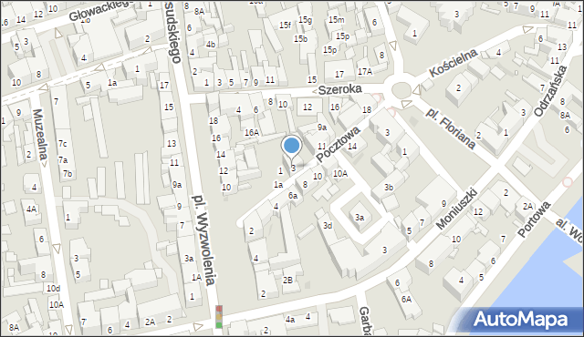 Nowa Sól, Pocztowa, 3, mapa Nowa Sól