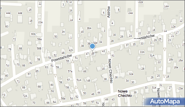 Nowe Chechło, Powstańców, 45, mapa Nowe Chechło