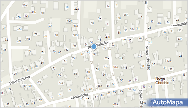 Nowe Chechło, Powstańców, 59, mapa Nowe Chechło
