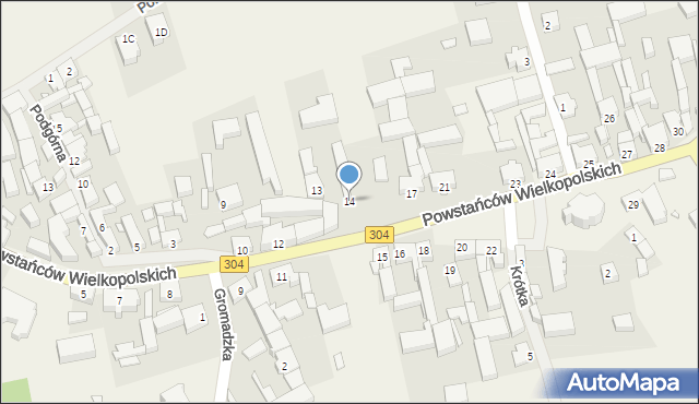 Nowe Kramsko, Powstańców Wielkopolskich, 14, mapa Nowe Kramsko