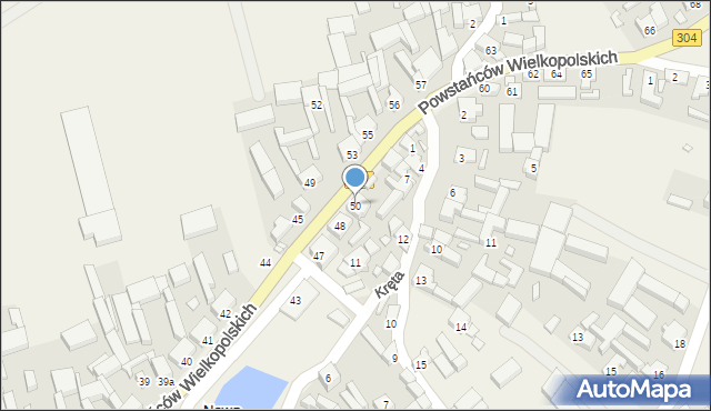 Nowe Kramsko, Powstańców Wielkopolskich, 50, mapa Nowe Kramsko