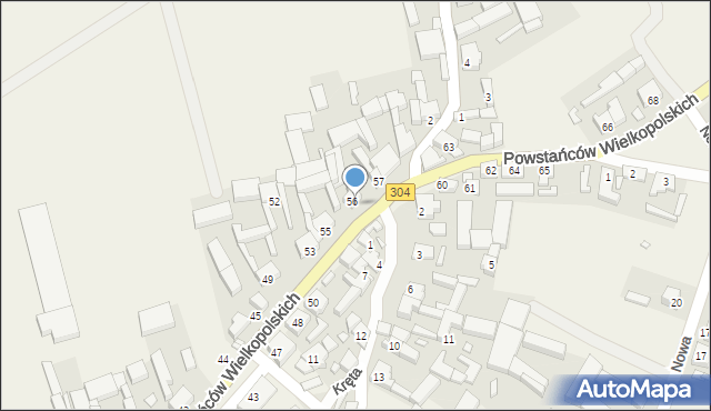 Nowe Kramsko, Powstańców Wielkopolskich, 58, mapa Nowe Kramsko