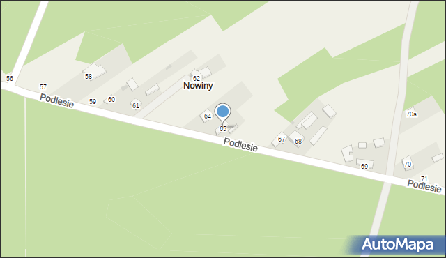 Nowiny, Podlesie, 65, mapa Nowiny