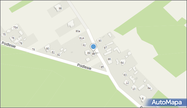 Nowiny, Podlesie, 88, mapa Nowiny