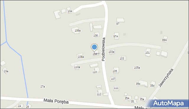 Nowy Sącz, Podbielowska, 108, mapa Nowego Sącza