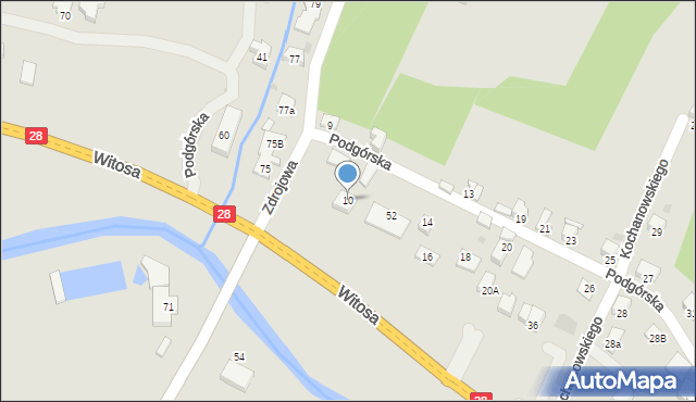 Nowy Sącz, Podgórska, 10, mapa Nowego Sącza