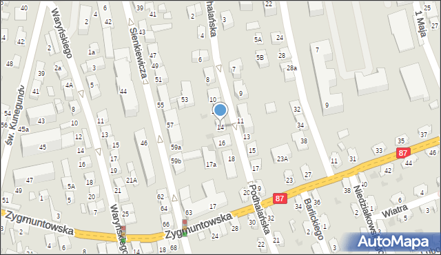 Nowy Sącz, Podhalańska, 14, mapa Nowego Sącza