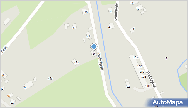 Nowy Sącz, Podmłynie, 45, mapa Nowego Sącza