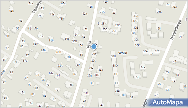 Nowy Sącz, Pola Wincentego, 29a, mapa Nowego Sącza