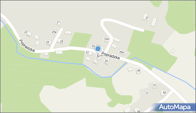 Nowy Sącz, Popradzka, 24, mapa Nowego Sącza