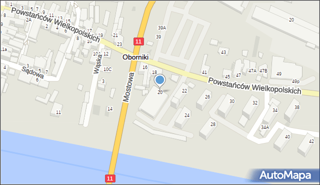 Oborniki, Powstańców Wielkopolskich, 20, mapa Oborniki