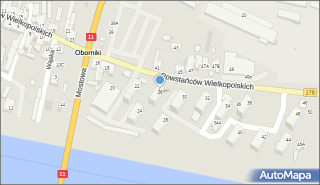 Oborniki, Powstańców Wielkopolskich, 26, mapa Oborniki
