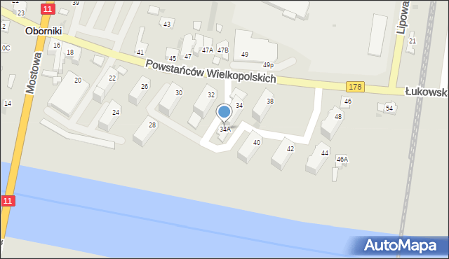 Oborniki, Powstańców Wielkopolskich, 34A, mapa Oborniki