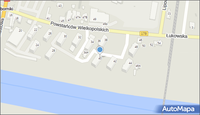 Oborniki, Powstańców Wielkopolskich, 40, mapa Oborniki