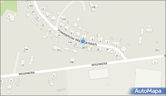 Obrzycko, Powstańców Wielkopolskich, 26, mapa Obrzycko