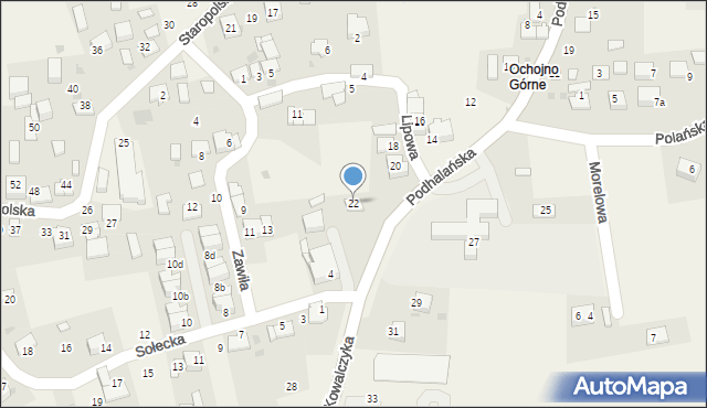 Ochojno, Podhalańska, 22, mapa Ochojno