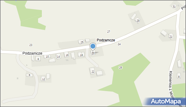 Odrzykoń, Podzamcze, 20, mapa Odrzykoń