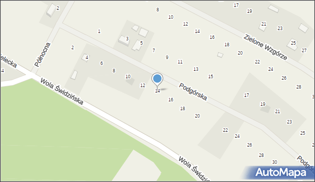 Oleszno, Podgórska, 14, mapa Oleszno