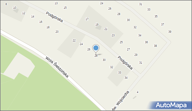 Oleszno, Podgórska, 28, mapa Oleszno